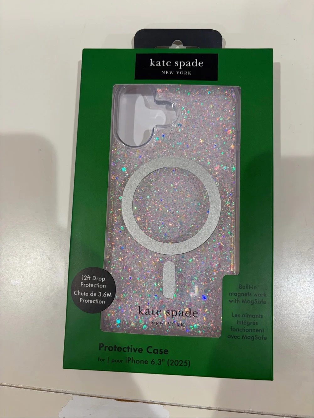 kate spade Glitter MagSafe iPhone Case in Iridescent Pink